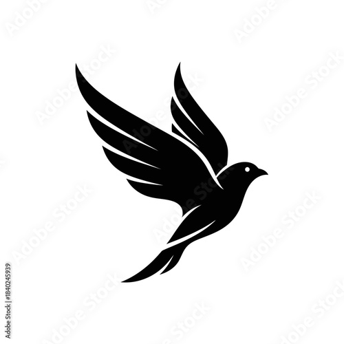 “Flying Bird Silhouette Icon – Elegant Winged Bird Vector Design”