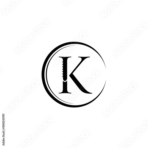 “Letter K Monogram Logo – Elegant Minimal Circular Initial Vector Design”
