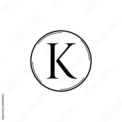 “Letter K Monogram Logo – Elegant Minimal Circular Initial Vector Design”