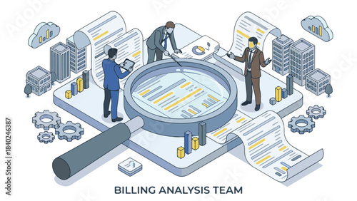 Billing Analysis Team Reviewing Financial Data and Business Reports