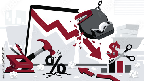 Economic Downturn and Financial Crisis with Office Supplies Metaphor