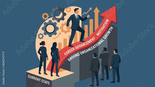 Business team striving for career advancement and organizational growth