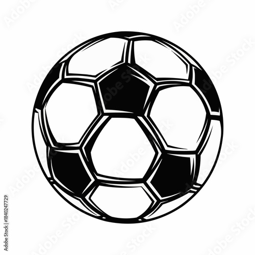Classic Soccer Ball Black and White Outline Illustration.