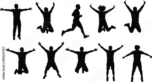 Flying Bat Silhouettes Set, Nocturnal Mammals Black Vector Icons, Halloween Spooky Creature, Vampire, Horror, Wildlife, Cave Animal Graphics Collection