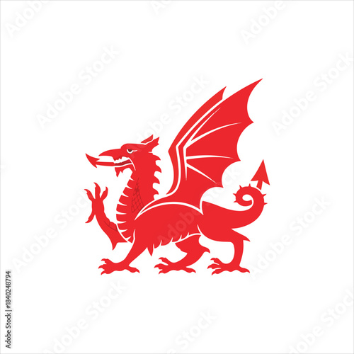 The stylized red dragon emblem of Wales, standing on its hind legs with wings spread