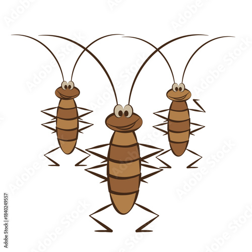 Funny cartoon cockroaches, vector illustration.
