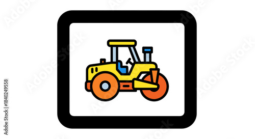 Road Construction Equipment Illustration: A Bold, Graphic Render of a Compactor