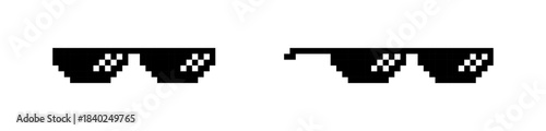 Pixel Thug Life Sunglasses Icon Set, Meme Shades, Deal With It Glasses, Retro Pixel Art Icons, Pixel glasses meme, sunglasses meme, like a boss meme, pixel art.