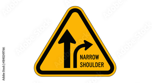Road Sign Indicating Narrow Shoulder and Potential Hazard Ahead For Alert Drivers