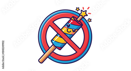 Prohibition Symbol Depicting A Firework Warning Against Pyrotechnics For Safety Purposes