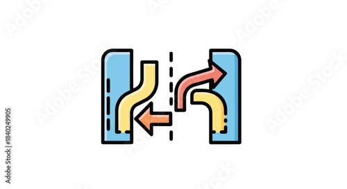 Road Traffic Diagram With Arrows Showing Different Directions and Lanes