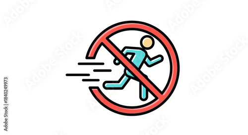 Prohibition Symbol Depicting A Person Running, Conveying Restriction and Regulatory Measures