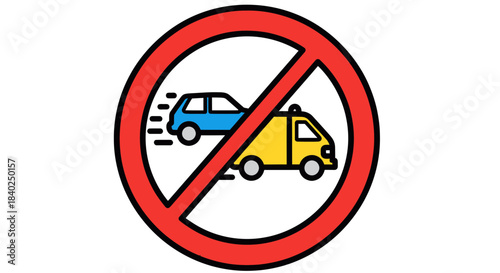 Prohibition Symbol Depicting No Vehicle Use or Towing Services Allowed Graphics