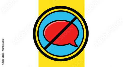 Prohibition Symbol Depicting Restriction of Communication on a Colorful Background