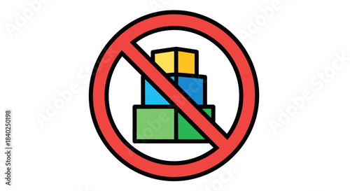 Prohibition Symbol Depicting Stacking Objects, Illustrating Restrictions and Limitations