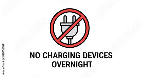 Prohibition Symbol Displaying No Charging During Night Time for Safety Regulations