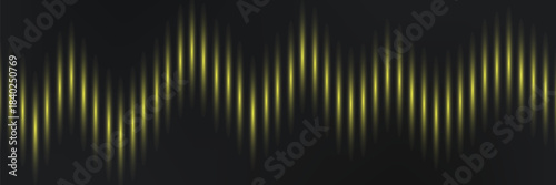 Luxurious dark abstract background with golden music waves. Modern black and golden. Vector illustration. Music equalizer. Chemical industry.