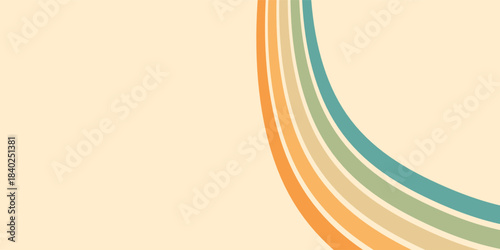 Abstract background of rainbow groovy Wavy Line design in 1970s Hippie Retro style. Vector pattern ready to use for cloth, textile, wrap and other.