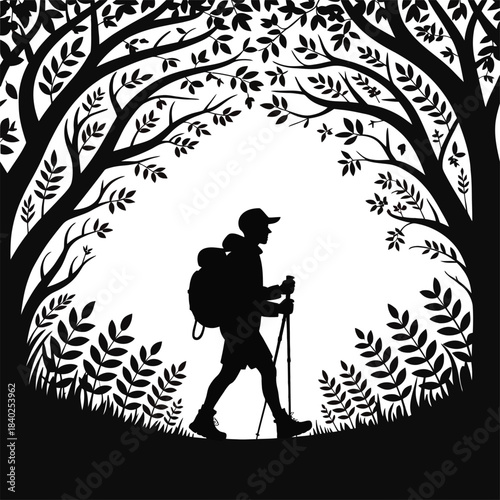 Hiker Forest Arch Adventure Silhouette