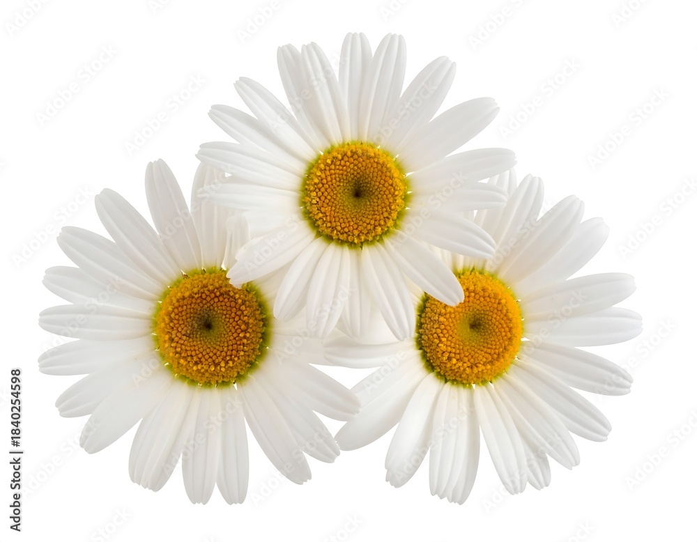 Fototapeta premium Three daisies clustered together