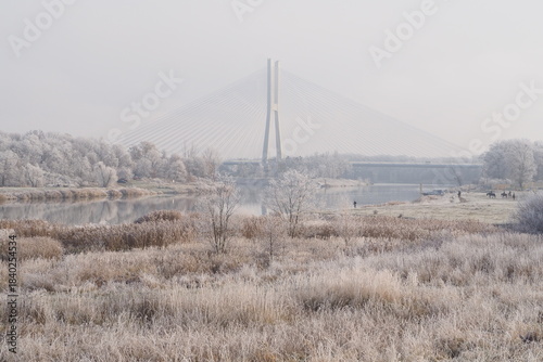 Wallpaper Mural Most Rędziński we Wrocławiu zimą na tle rzeki Odra Torontodigital.ca