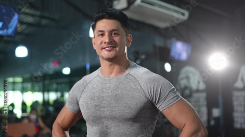 strong athlete man person exercising in the sport gym, workout exercise training in fitness for body strong and fit, bodybuilding and healthy lifestyle people