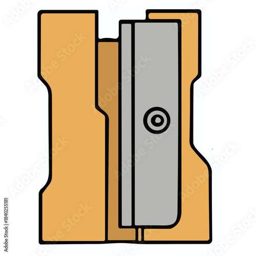 Simple Orange And Gray Plastic Pencil Sharpener With Metal Blade Detail Isolated On White Background Studio Shot Minimalist Stationery Office Supply School Supplies