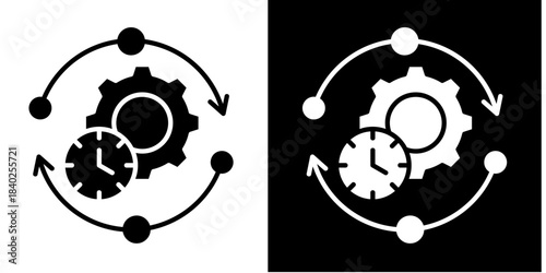 Efficiency Gear  Icon Set White Style Collection

