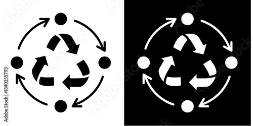 Lean Cycle  Icon Set White Style Collection
