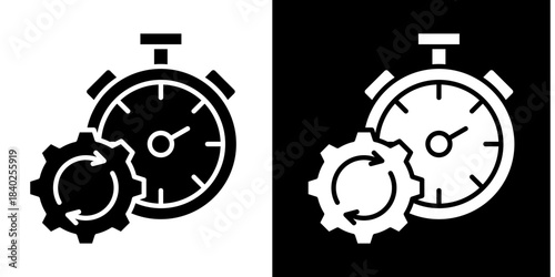 Takt Time  Icon Set White Style Collection
