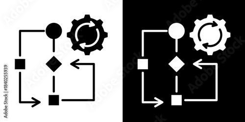 Process Chart  Icon Set White Style Collection
