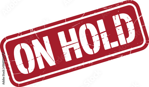 On hold stamp red rectangle white text