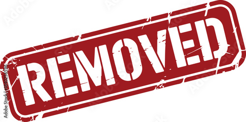 Removed stamp red rectangle white text