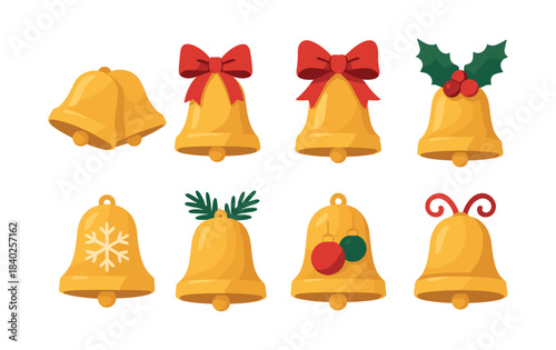 Christmas bells vector illustration, flat vector style, holiday decorations