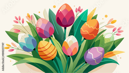 colorful tulips vector illustration
