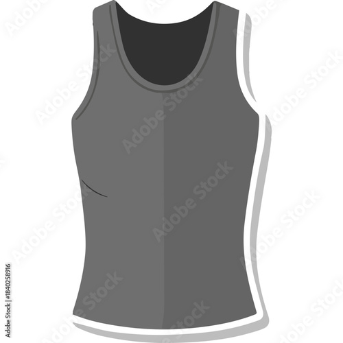 Sleek dark grey sleeveless tank top with white trim on straps and hem isolated on plain black background vector illustration athletic wear fashion sportswear comfort active lifestyle clothing