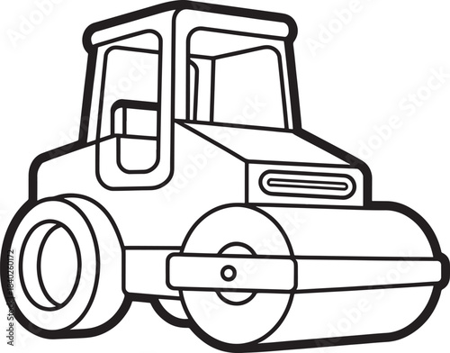 road roller construction vehicle for coloring fun Simple line drawing