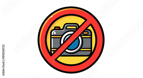 Prohibition of Photography Sign with a Modern and Minimalist Design, Vector Illustration