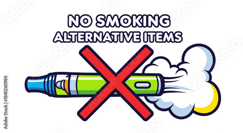 Prohibition Pictogram Of Vape, Electronic Cigarette And Smoking Alternative Item Illustration
