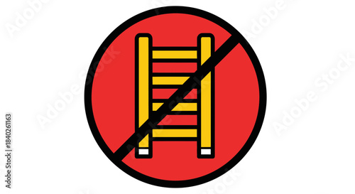 Prohibition Sign Depicting a Ladder, Warning Against Unwanted Access, Forbidden Climb