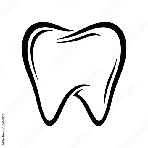 Simple black outline illustration of a healthy human tooth representing dental care, oral hygiene, and dentistry concepts. isolated on transparent background