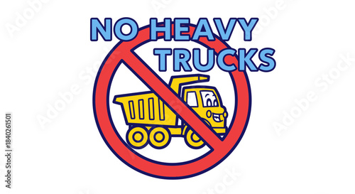 Prohibition Sign Illustrates The Restriction Of Heavy Trucks, Preventing Vehicles From Passing