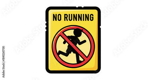 Free Download Prohibition Sign Illustrating Running Ban On Yellow Background As Vector Illustration - GFXLoad