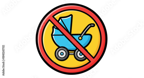 Prohibited Area Sign Depicting No Stroller Allowed in a Modern Graphic Design
