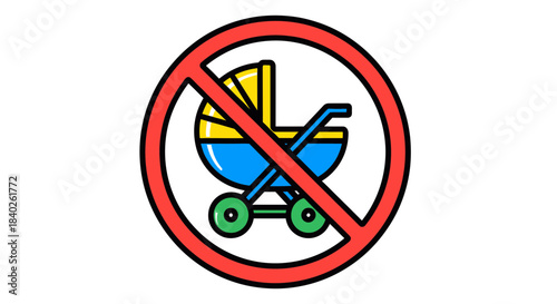 Prohibited Area: Symbolic Representation Of No Stroller Zone With Clear Visual Communication