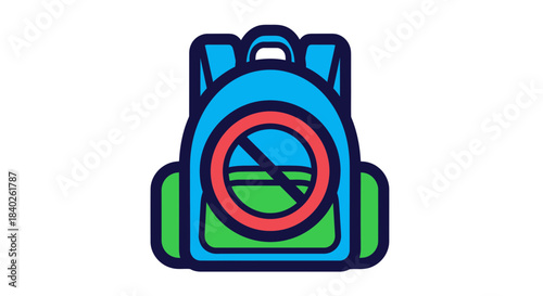 Prohibited Backpack Graphic Illustrating No Carry Symbol For Safety Guidance And Regulations