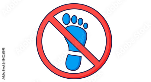 Prohibited Footprint Symbol Depicting a No-Entry Sign Illustrating Prohibition And Restriction