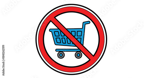 Prohibited Shopping Cart Symbol Sign For Ban, Forbidden, and Restriction of Purchases