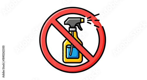 Prohibited Spraying: A Warning Against Chemical Use With Red Circle Icon and Graphic