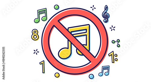 Prohibited Sounds: Sign Illustrating a Restriction on Noise and Musical Notes